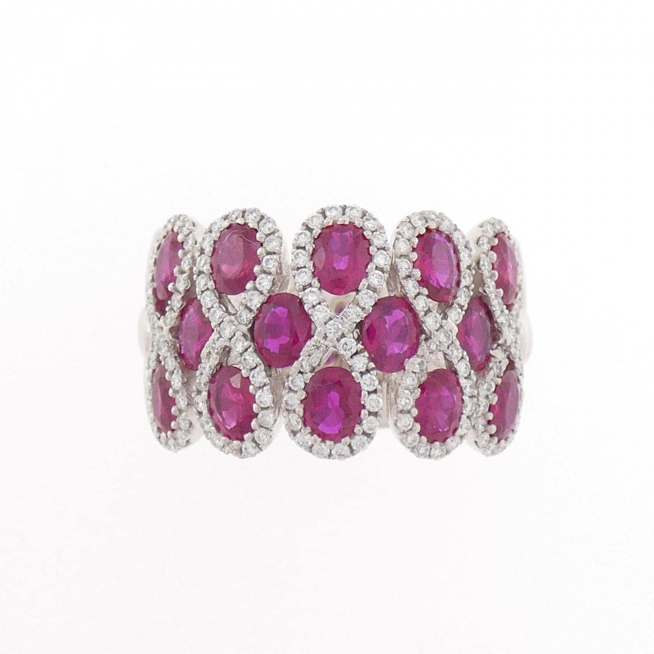 K18WG ルビー リング 3.74CT