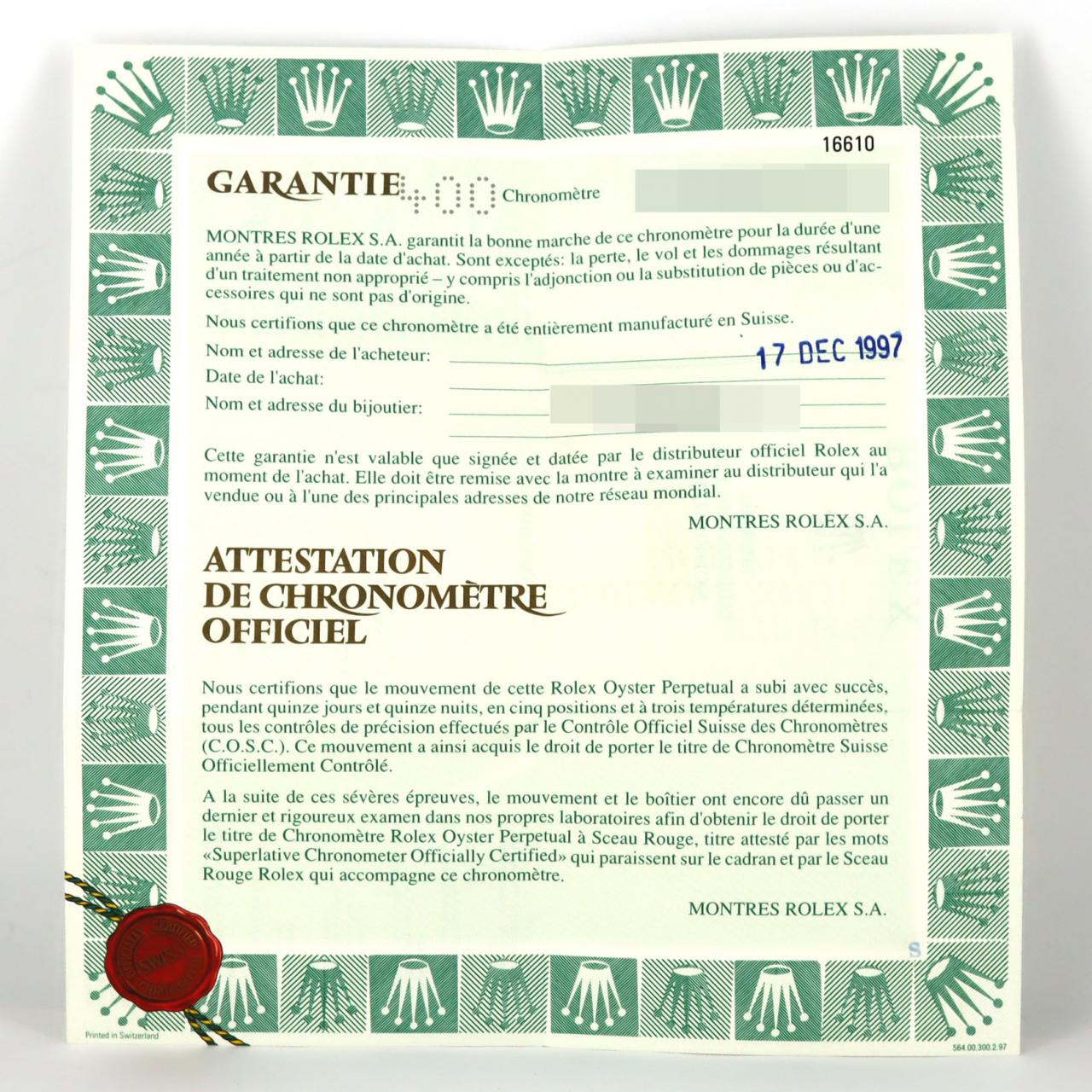 ロレックス サブマリーナーデイト 16610. SS 自動巻 U番