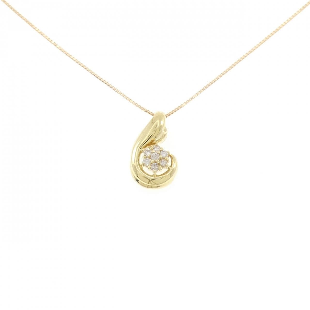 K18YG フラワー ダイヤモンド ネックレス 0.15CT