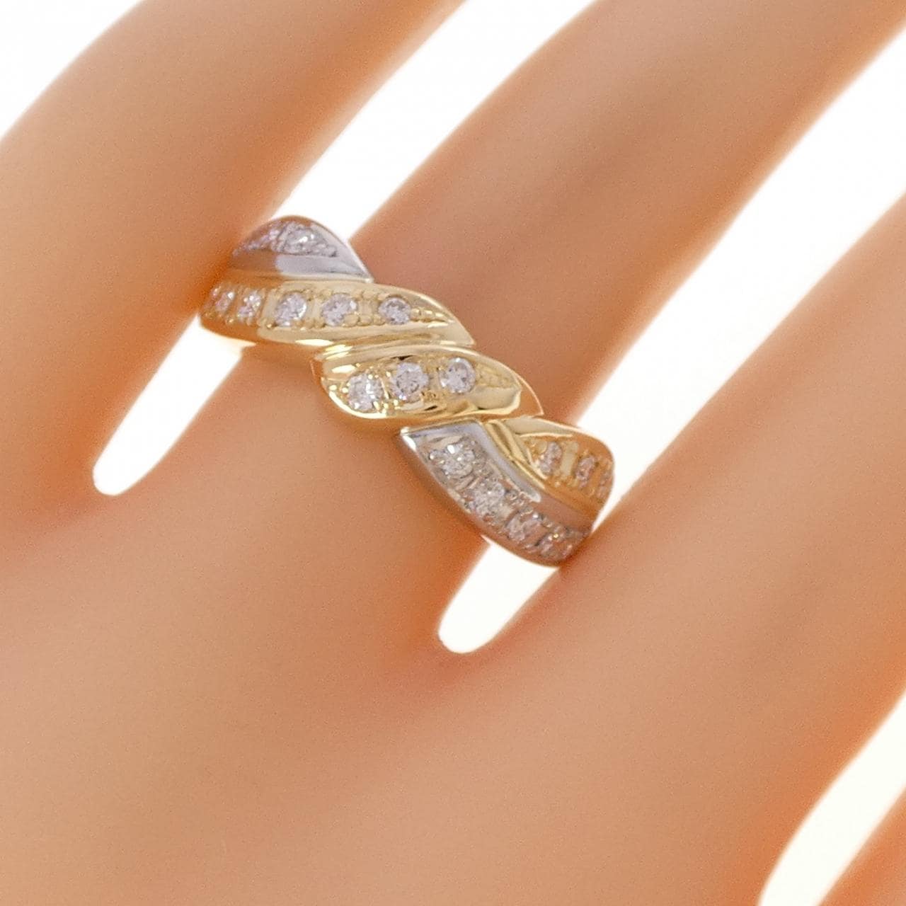 K18YG/PT900 ダイヤモンド リング 0.41CT