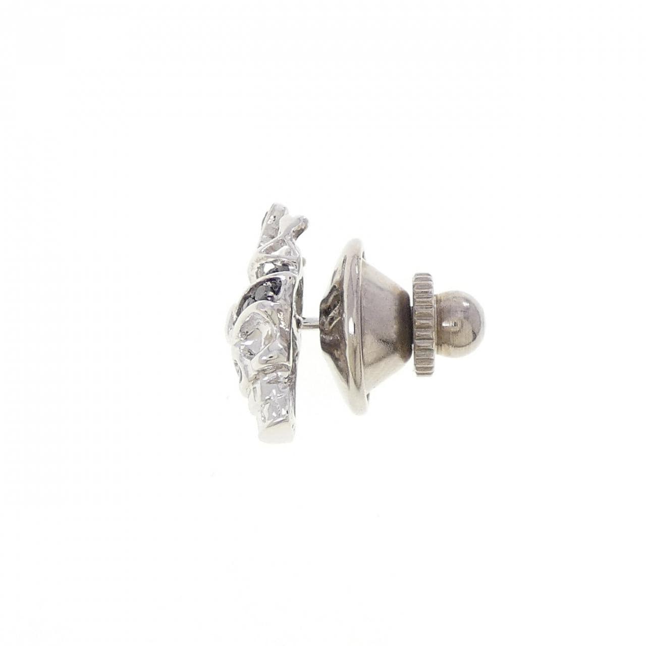 K18WG/K18BG スカル ダイヤモンド ブローチ 0.08CT