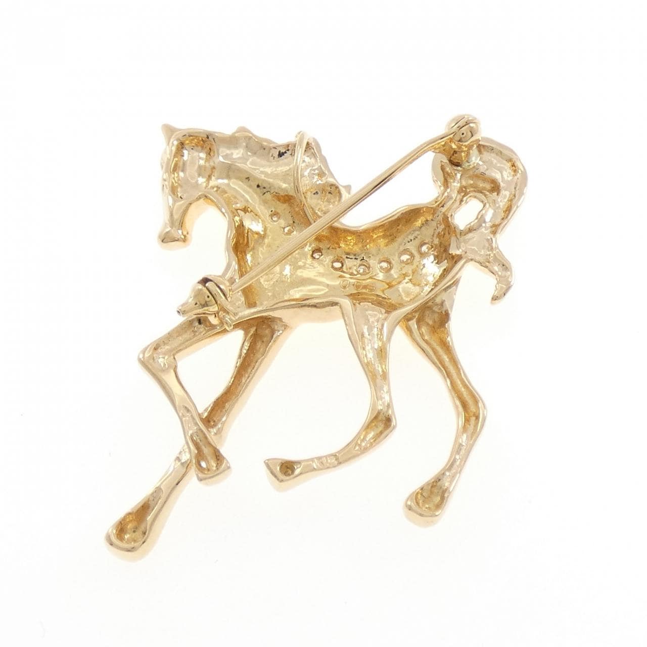 K18YG ホース ダイヤモンド ブローチ 0.05CT
