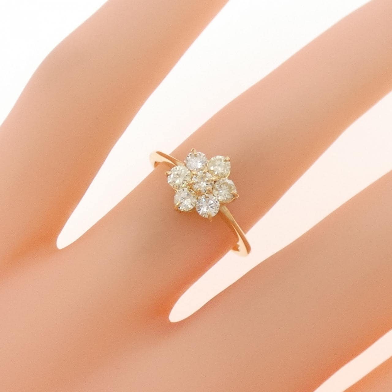 K18YG フラワー ダイヤモンド リング 0.50CT