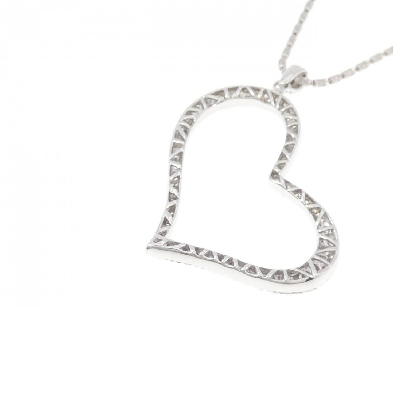K18WG ハート ダイヤモンド ネックレス 0.77CT