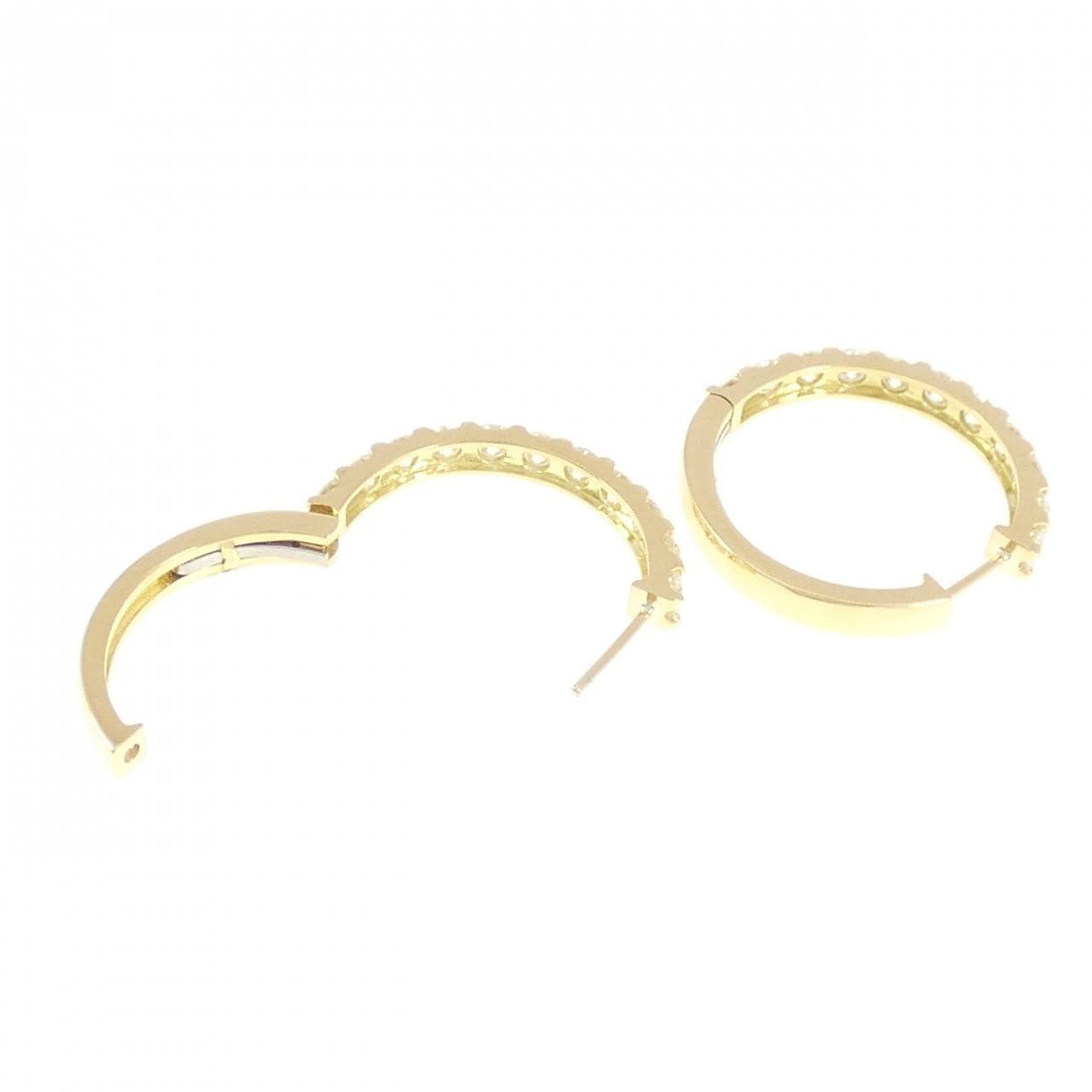 [新品] K18YG 环状钻石耳环 2.032 克拉