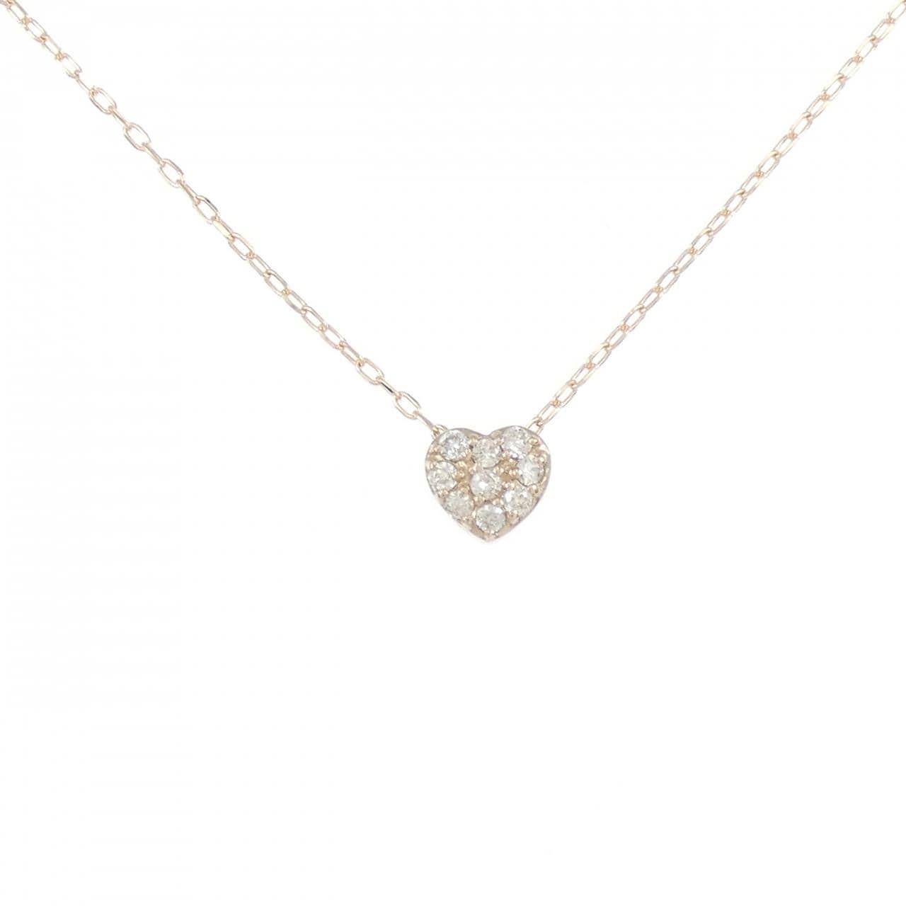 K18PG ハート ダイヤモンド ネックレス 0.13CT