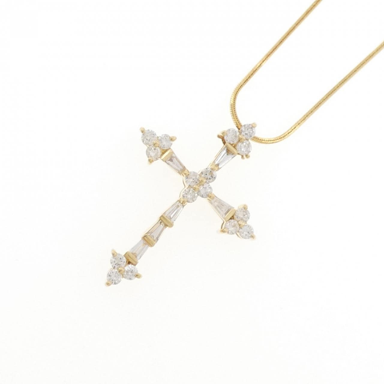K18YG/750YG クロス ダイヤモンド ネックレス 1.00CT