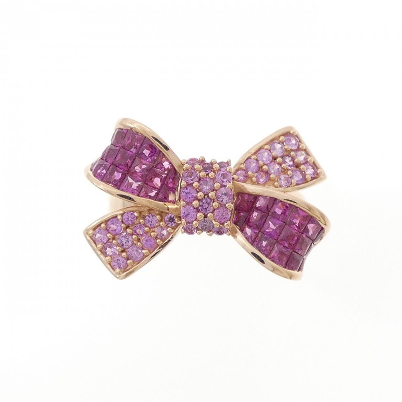 K18PG リボン ルビー リング