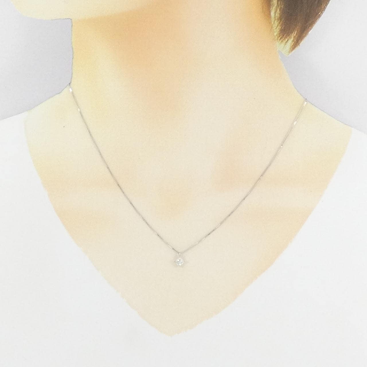 K18WG ソリティア ダイヤモンド ネックレス 0.310CT