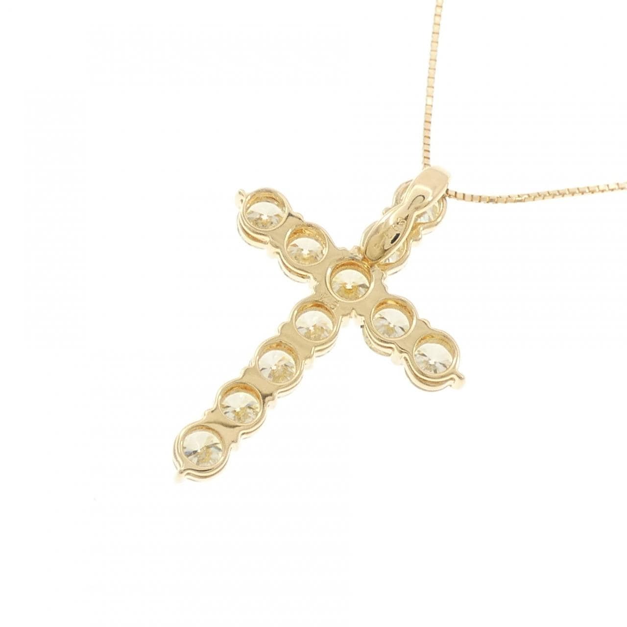 K18YG Cross Diamond Necklace 3.503CT