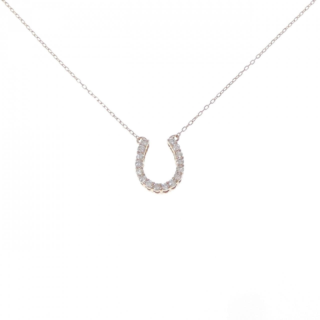 K18PG 馬蹄形鑽石項鍊 0.30CT