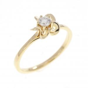 K18YG フラワー ダイヤモンド リング 0.093CT