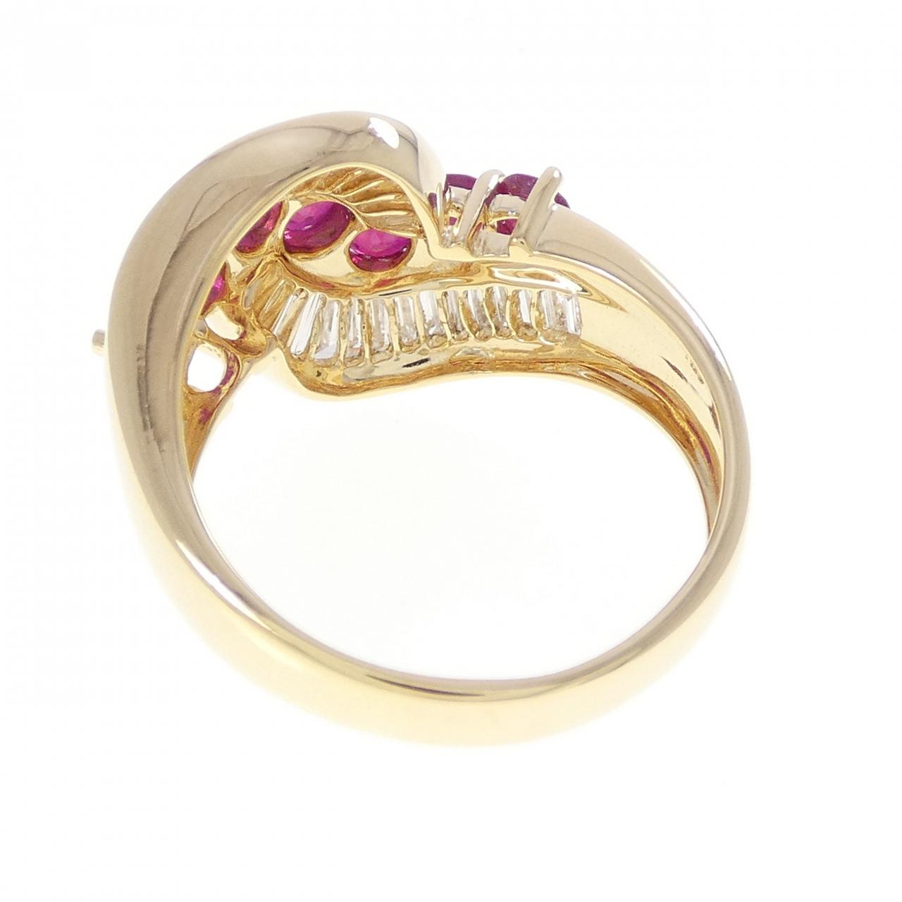 K18YG ルビー リング 1.52CT
