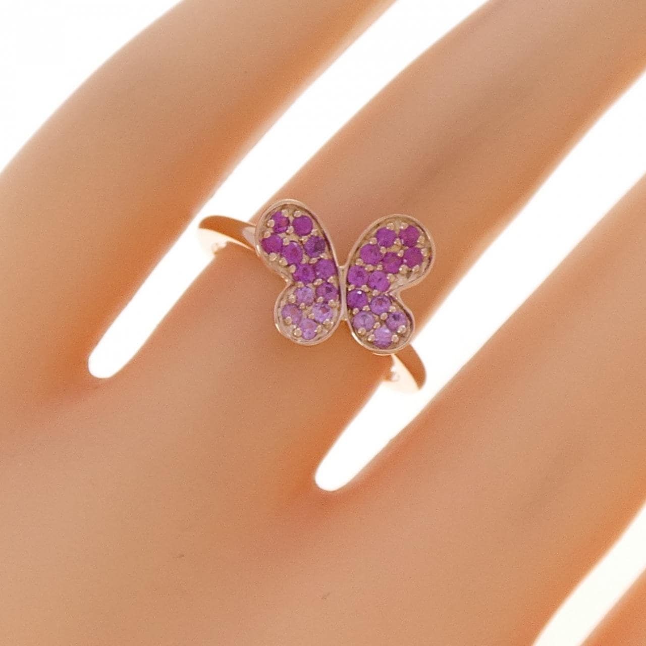 K10PG バタフライ サファイヤ リング 0.34CT