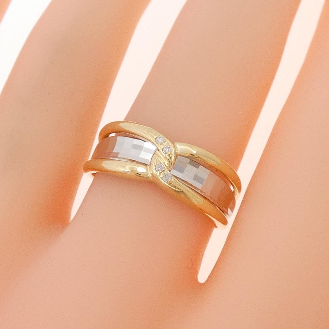 K18YG/PT900鑽石戒指