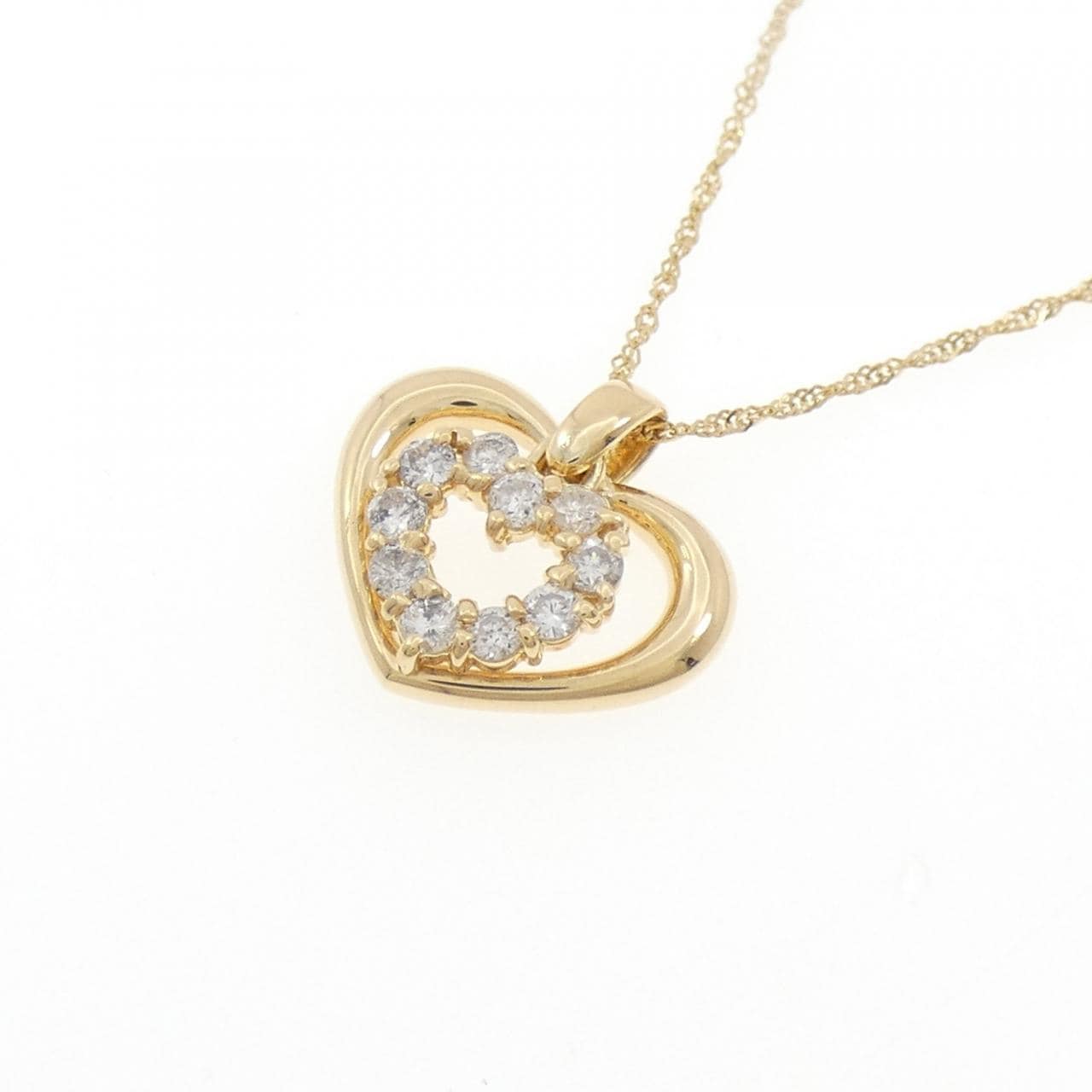 K18YG ハート ダイヤモンド ネックレス 0.30CT
