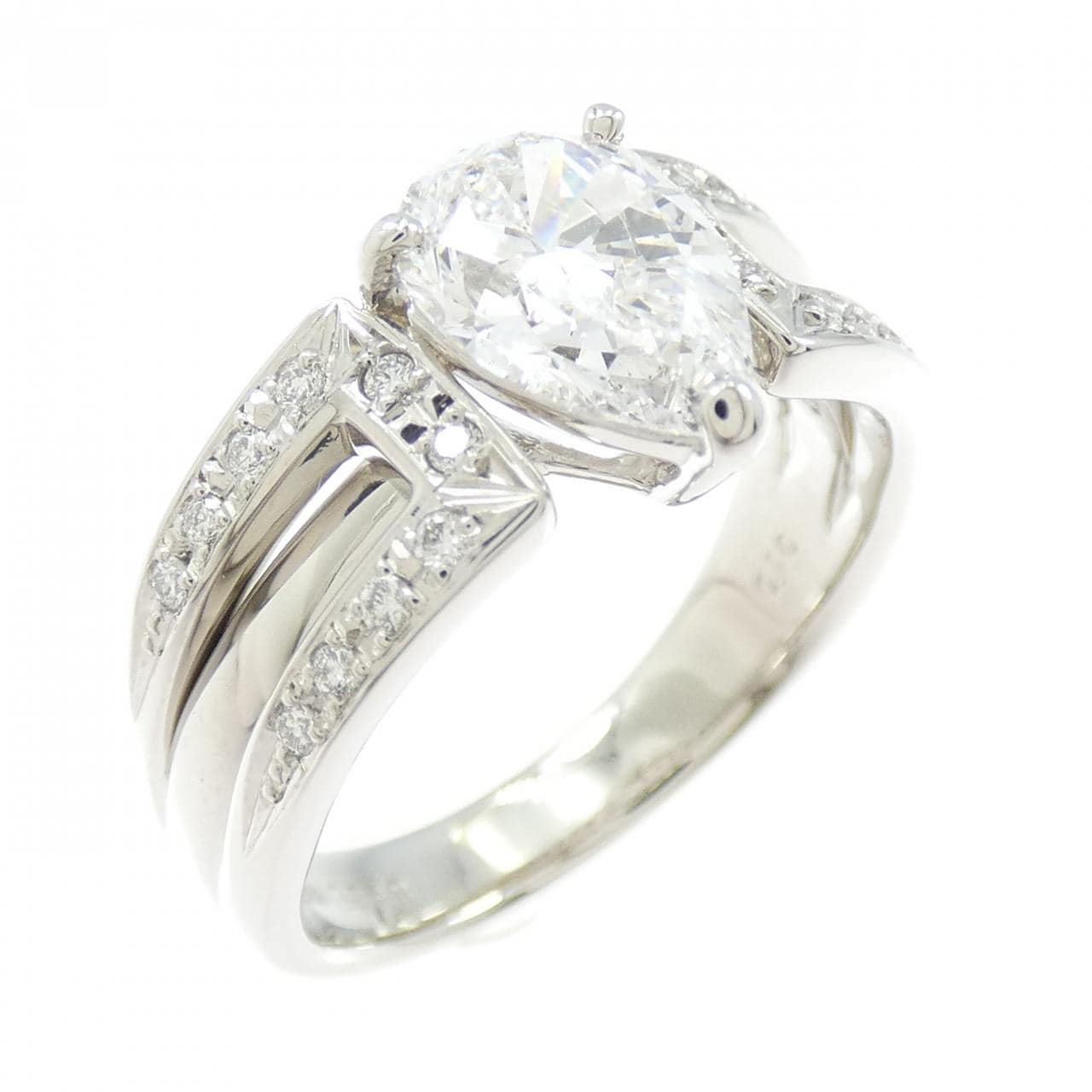 【リメイク】PT900 ダイヤモンド リング 1.348CT D SI2 ペアシェイプ