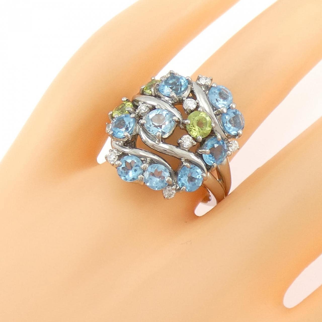 K18WG カラーストーン リング