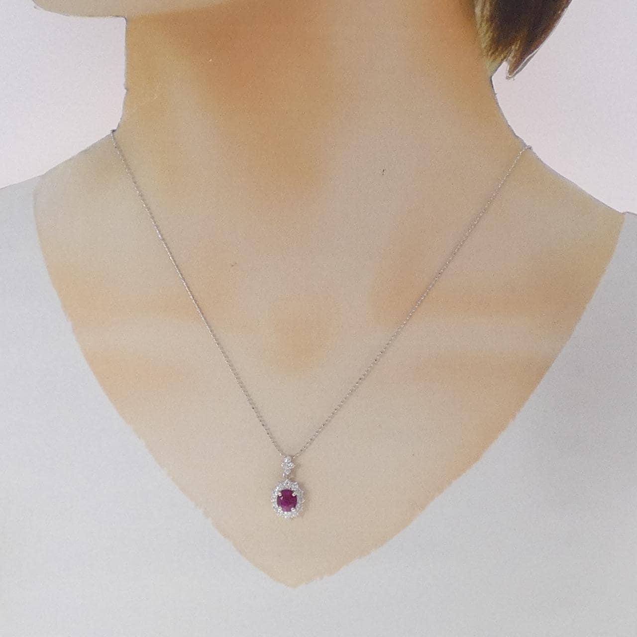 K18WG ルビー ネックレス 1.27CT
