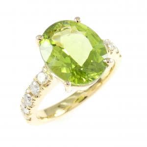 K18YG ペリドット リング 3.46CT