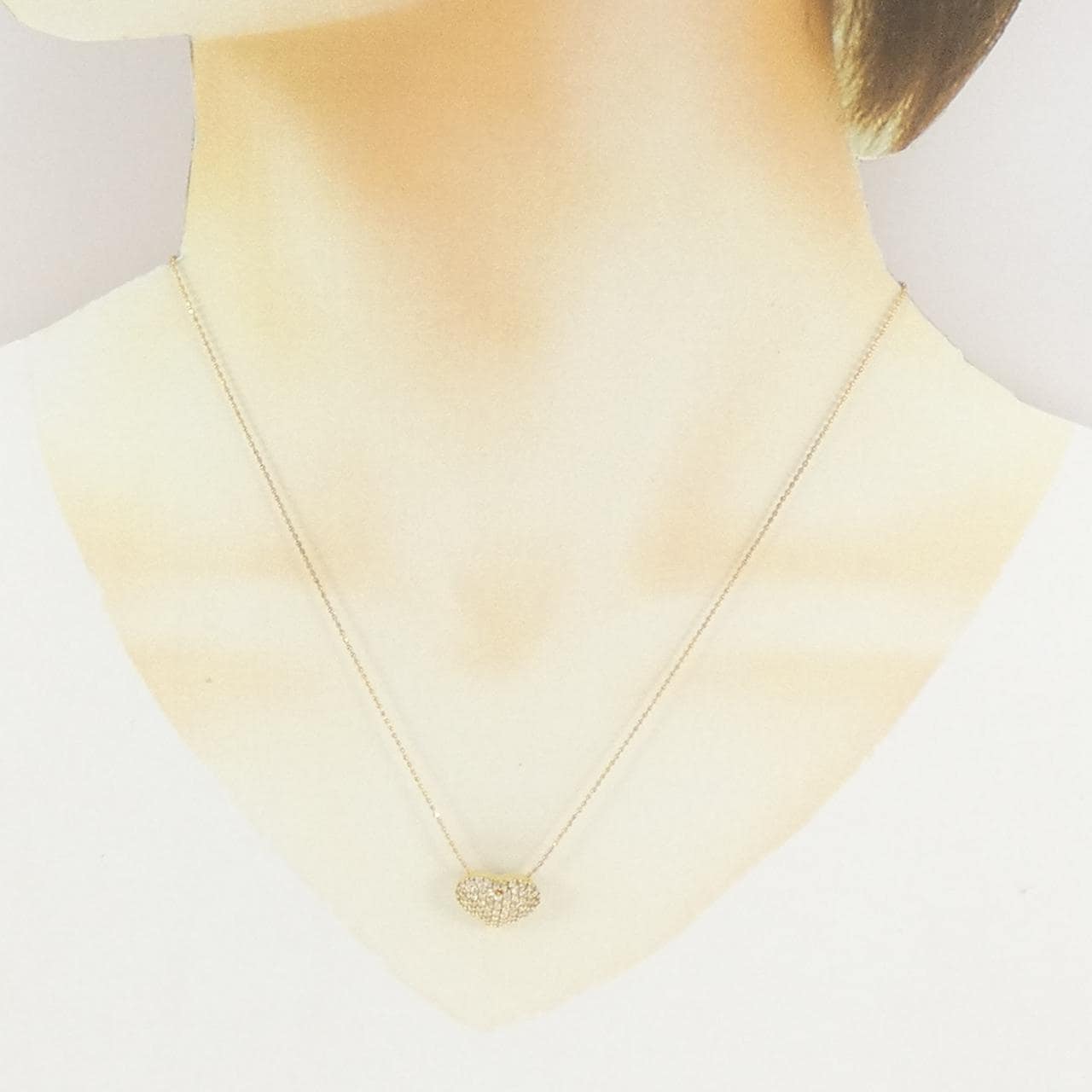 K18YG パヴェ ハート ダイヤモンド ネックレス 0.50CT