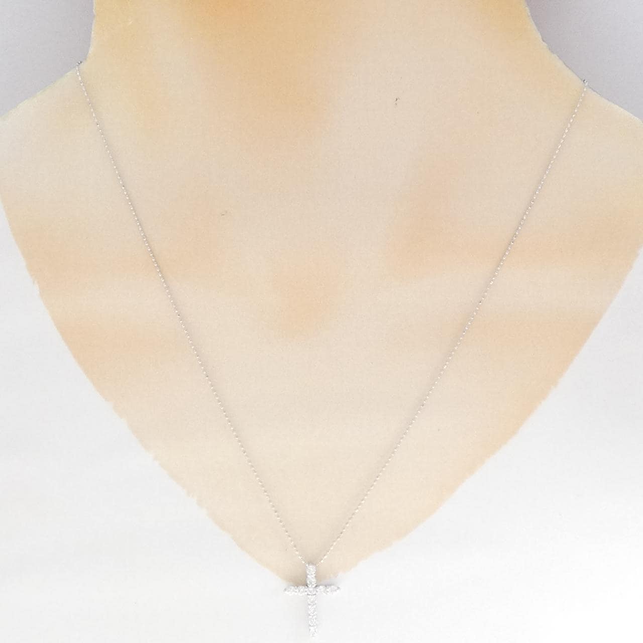 K18WG クロス ダイヤモンド ネックレス 0.50CT