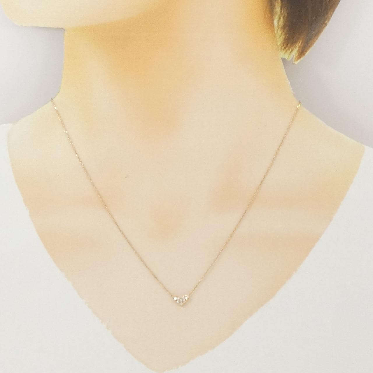 K18PG ハート ダイヤモンド ネックレス 0.08CT