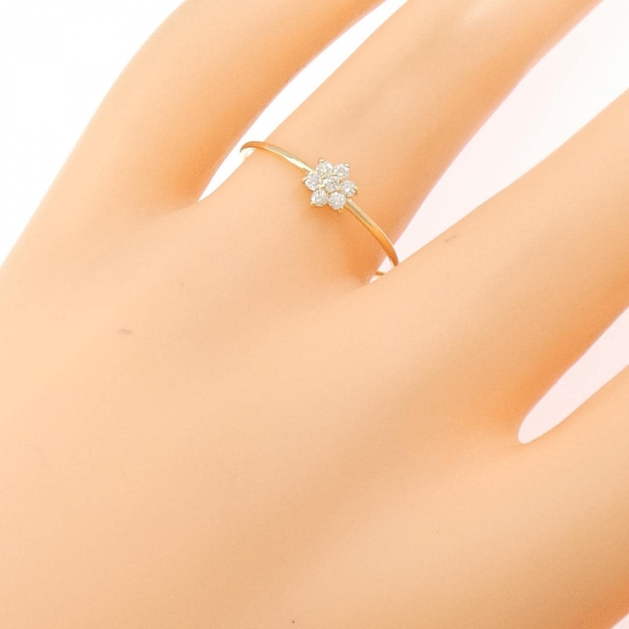 【リメイク】K18YG フラワー ダイヤモンド リング 0.10CT