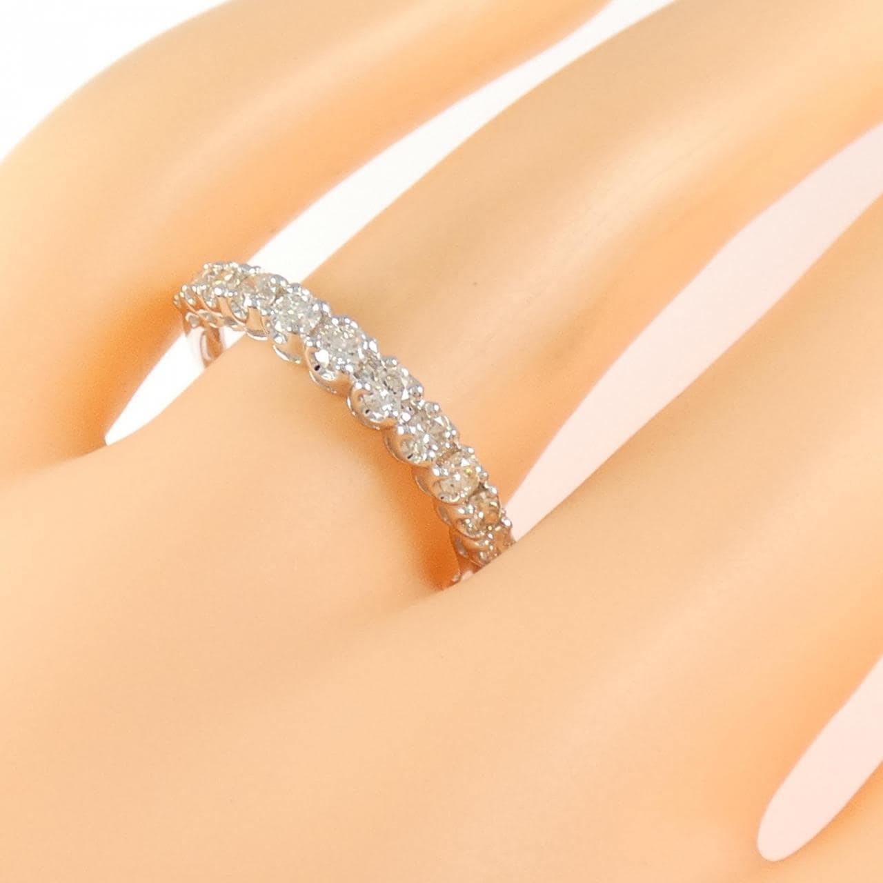 K18WG ハーフエタニティ ダイヤモンド リング 0.50CT
