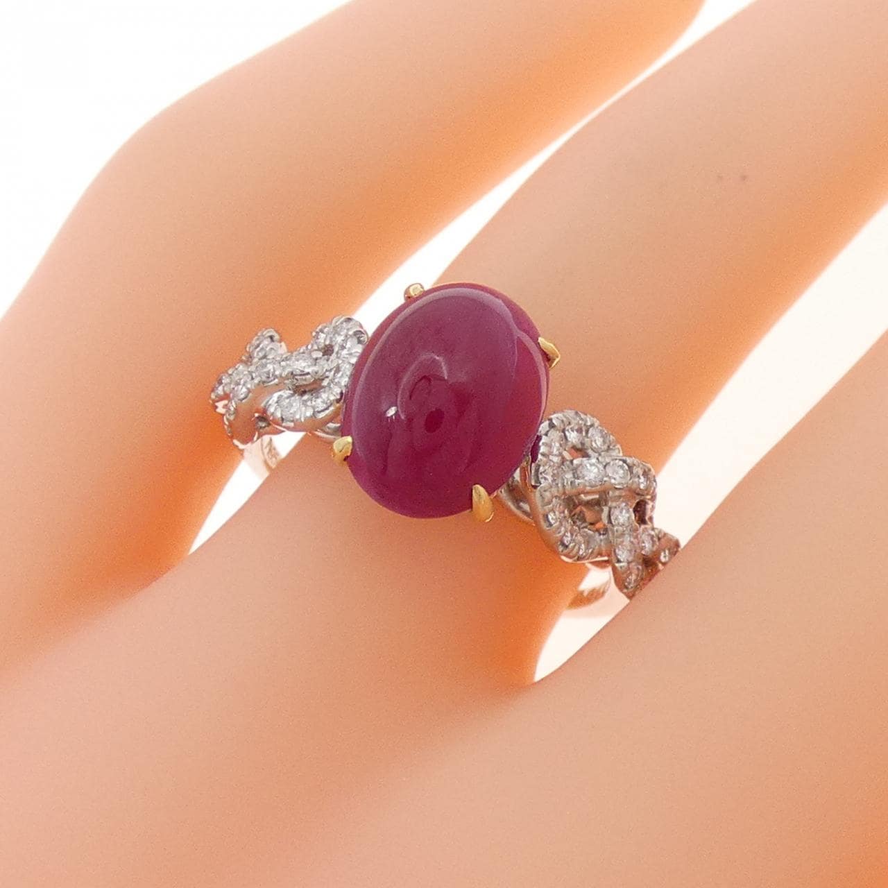 PT950/K18YG Ruby Ring 4.61CT
