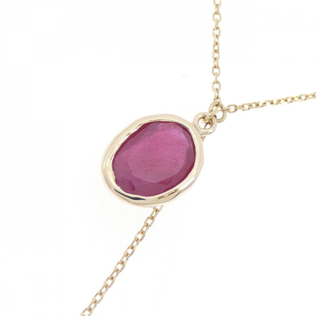 K10YG クロス ルビー ネックレス