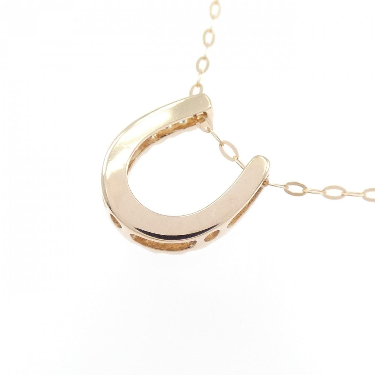 K18PG ホースシュー ダイヤモンド ネックレス 0.10CT