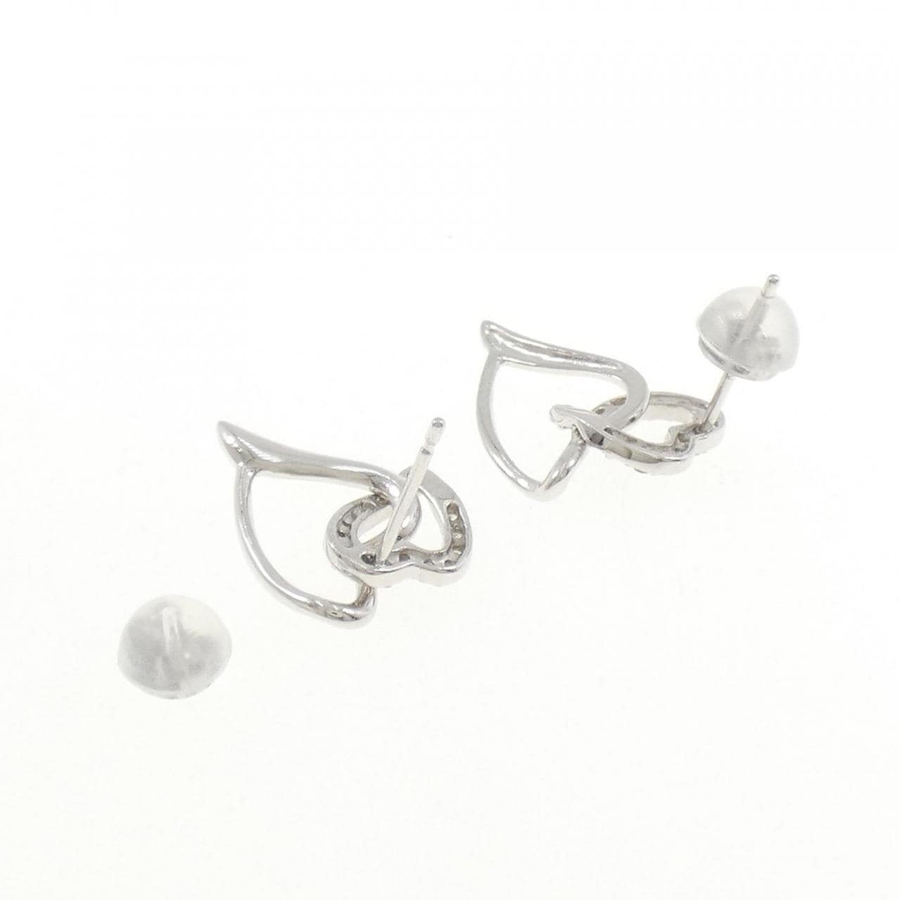 K18WG ハート ダイヤモンド ピアス 0.20CT