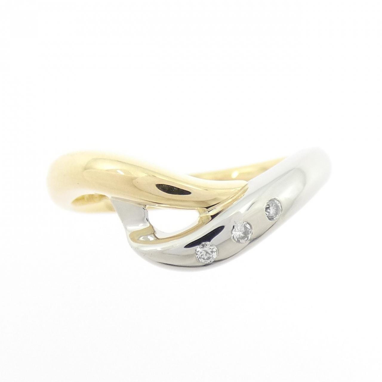K18YG/PT900 スリーカラー ダイヤモンド リング 0.03CT