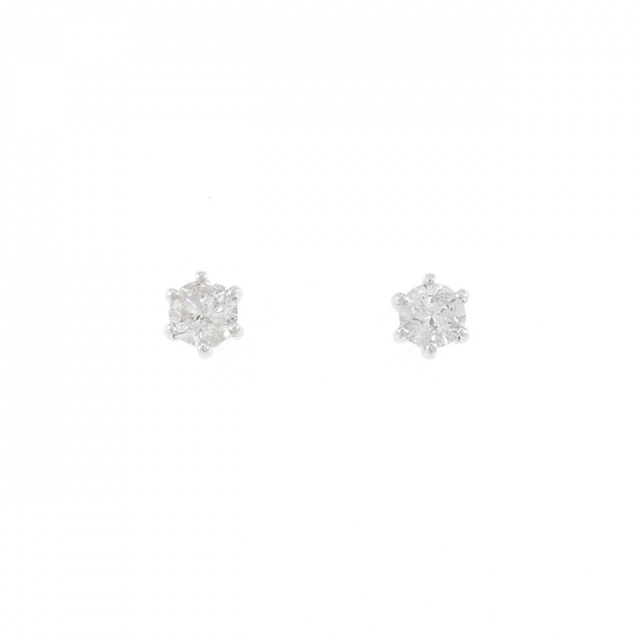 K18WG ソリティア ダイヤモンド ピアス 0.62CT