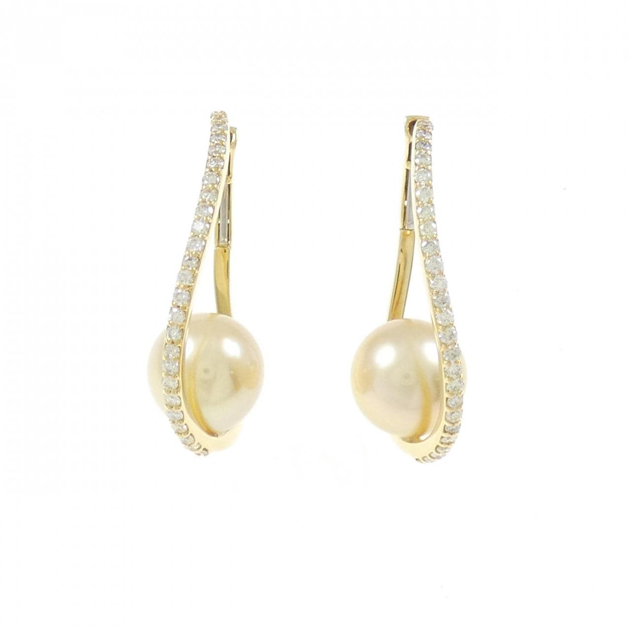 K18YG White Butterfly Pearl earrings 9.4mm