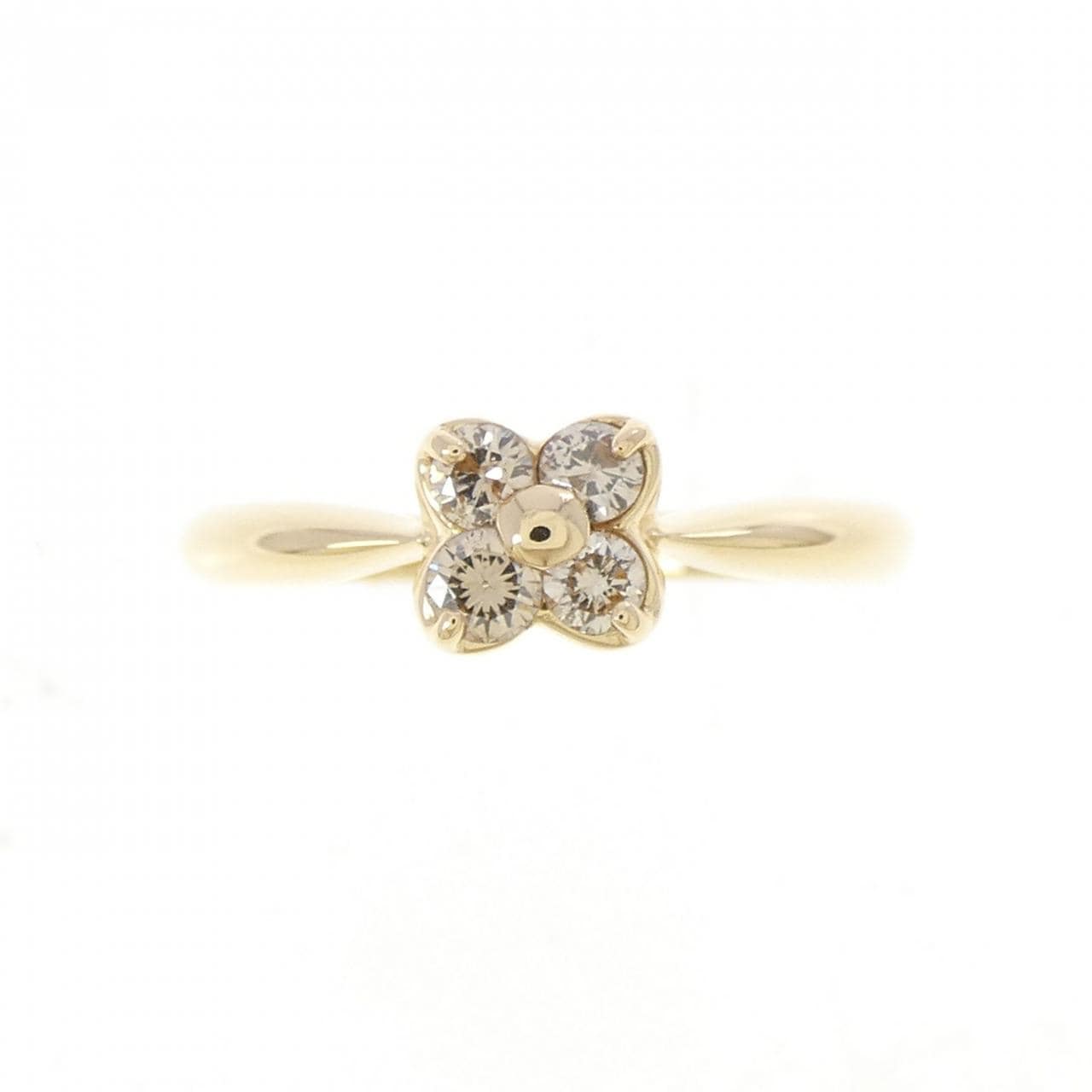 K18YG フラワー ダイヤモンド リング 0.2CT