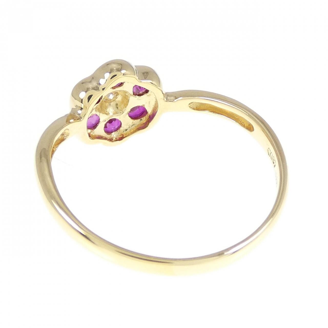 K18YG Flower Ruby Ring 0.56CT