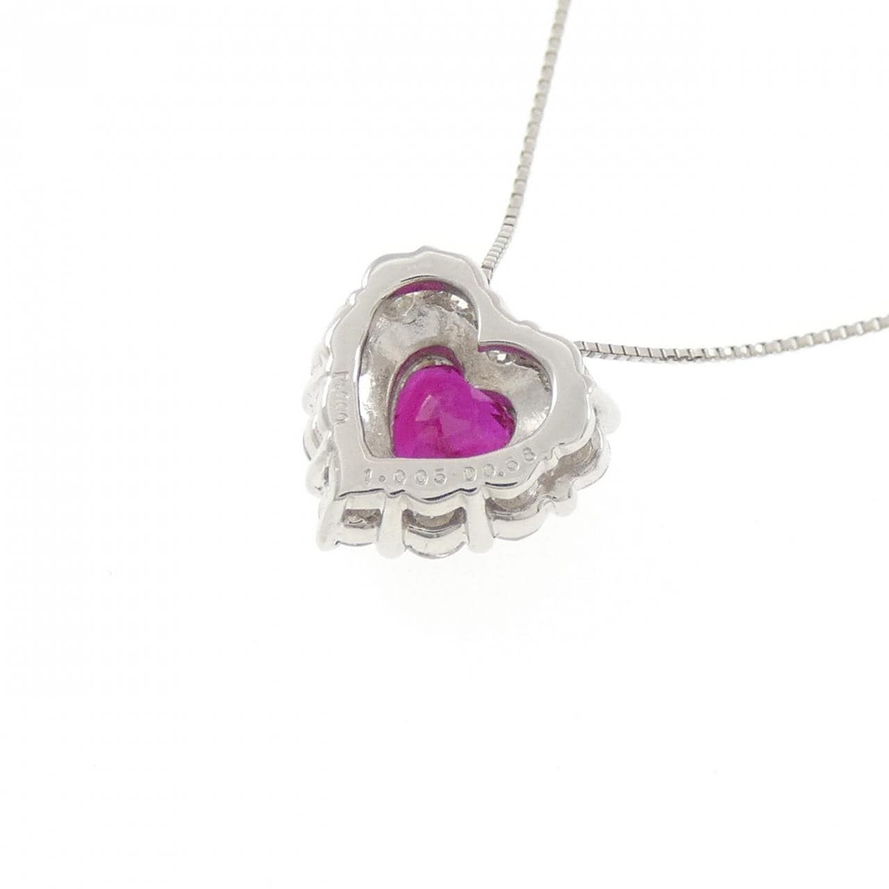 PT900/PT850 ハート ルビー ネックレス 1.005CT