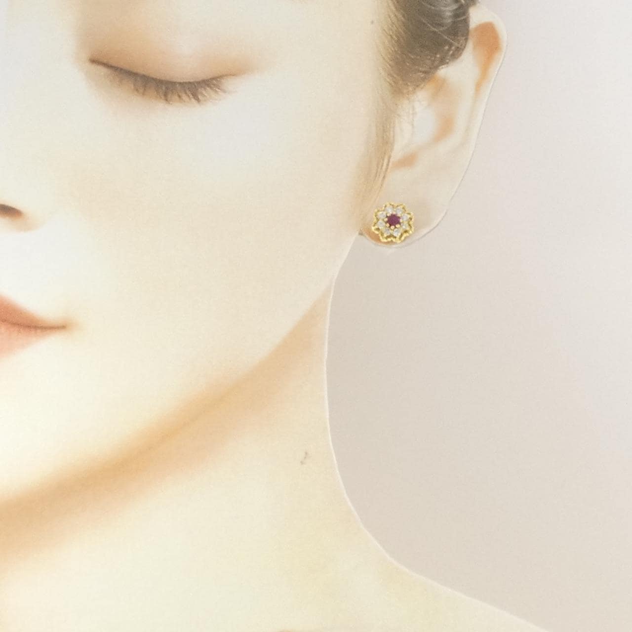 K18YG ルビー ピアス
