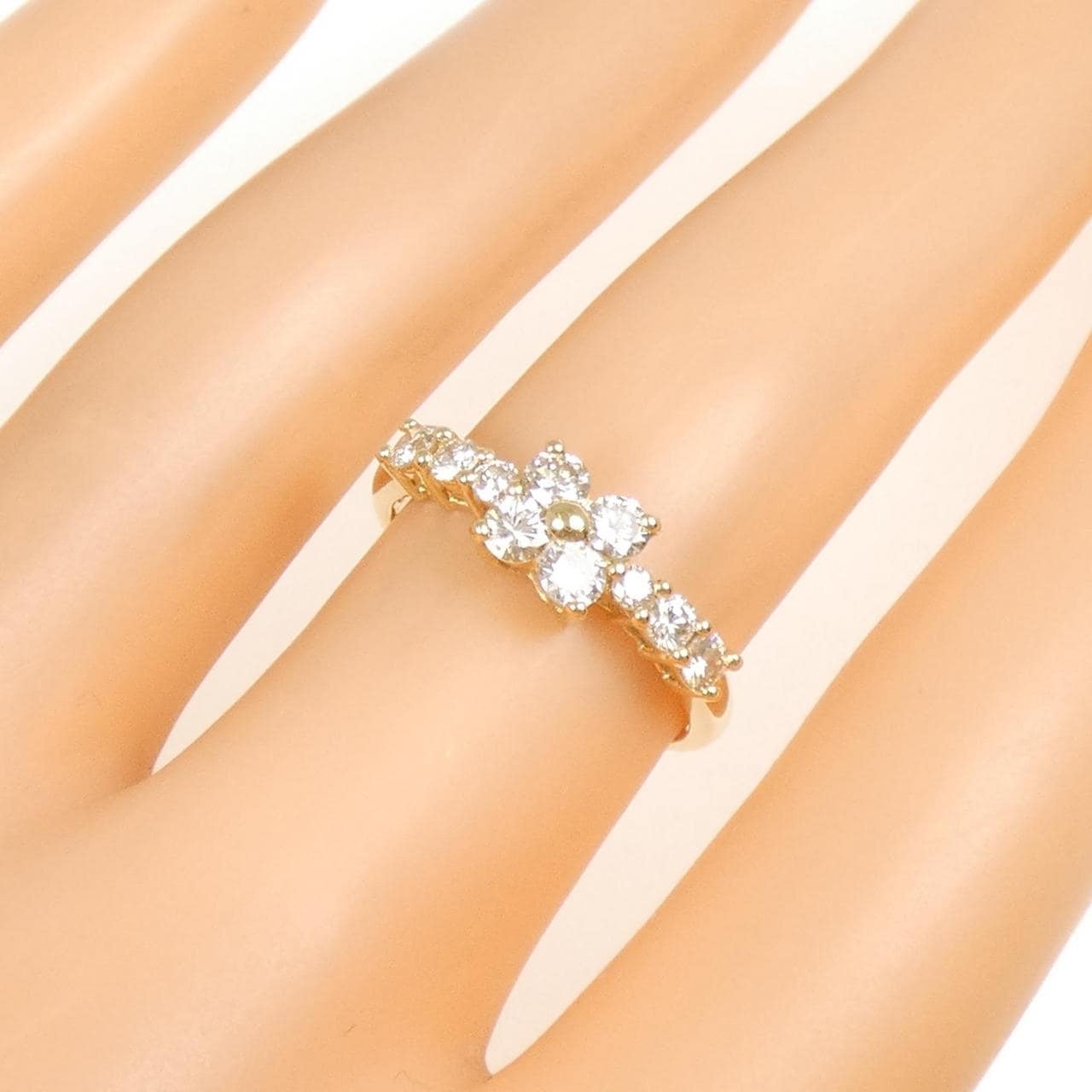 K18YG フラワー ダイヤモンド リング 0.71CT