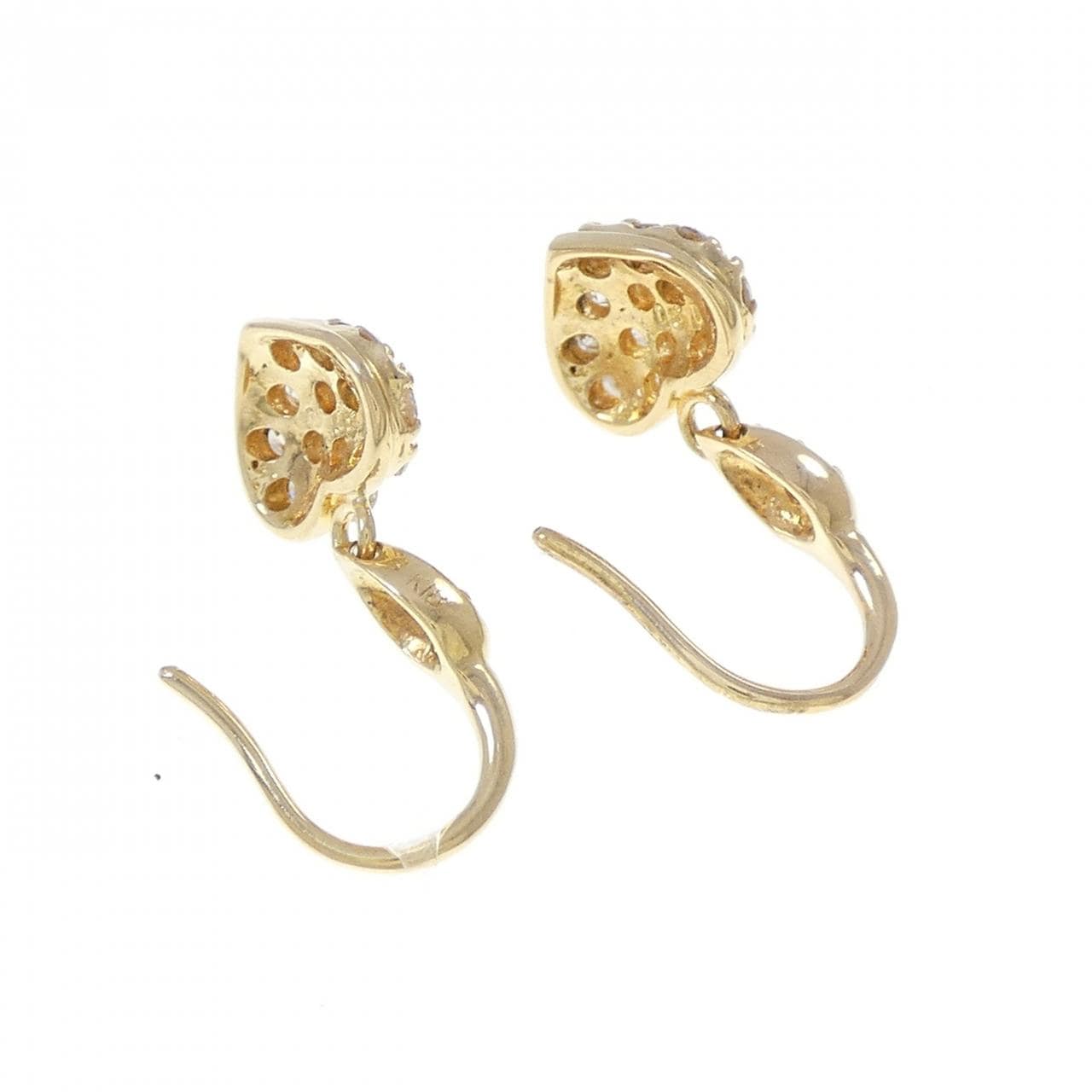 K18YG ハート ダイヤモンド ピアス 0.60CT