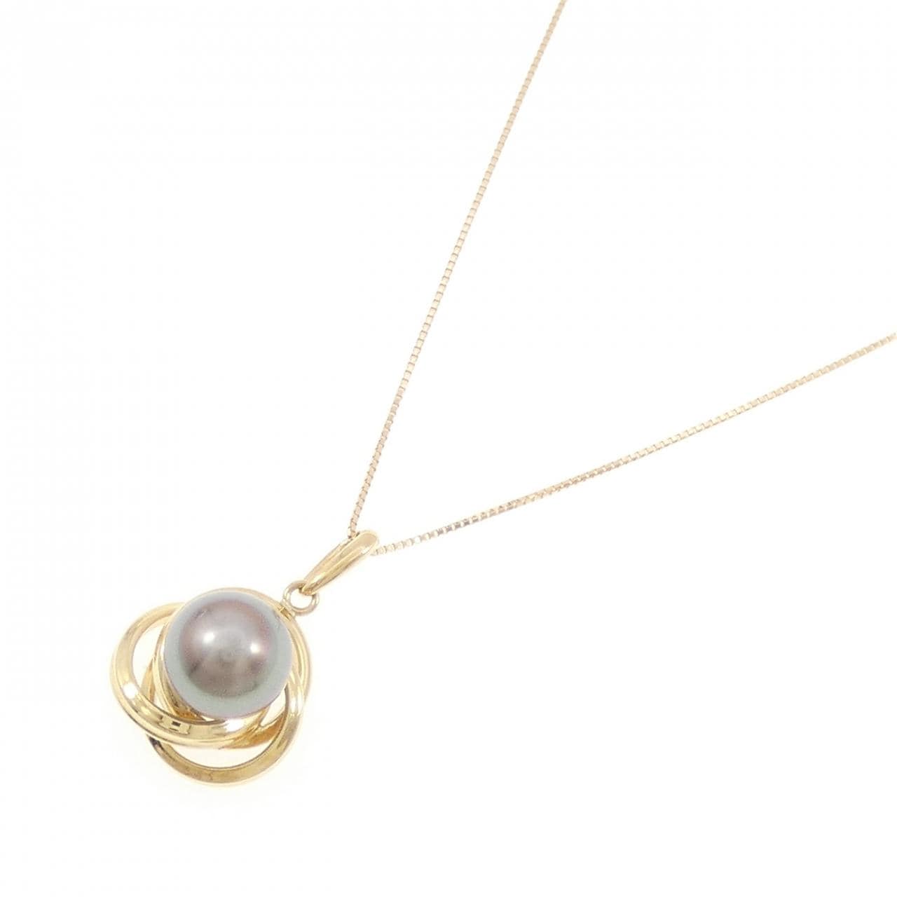 K18YG 黒蝶パール ネックレス 9.5mm