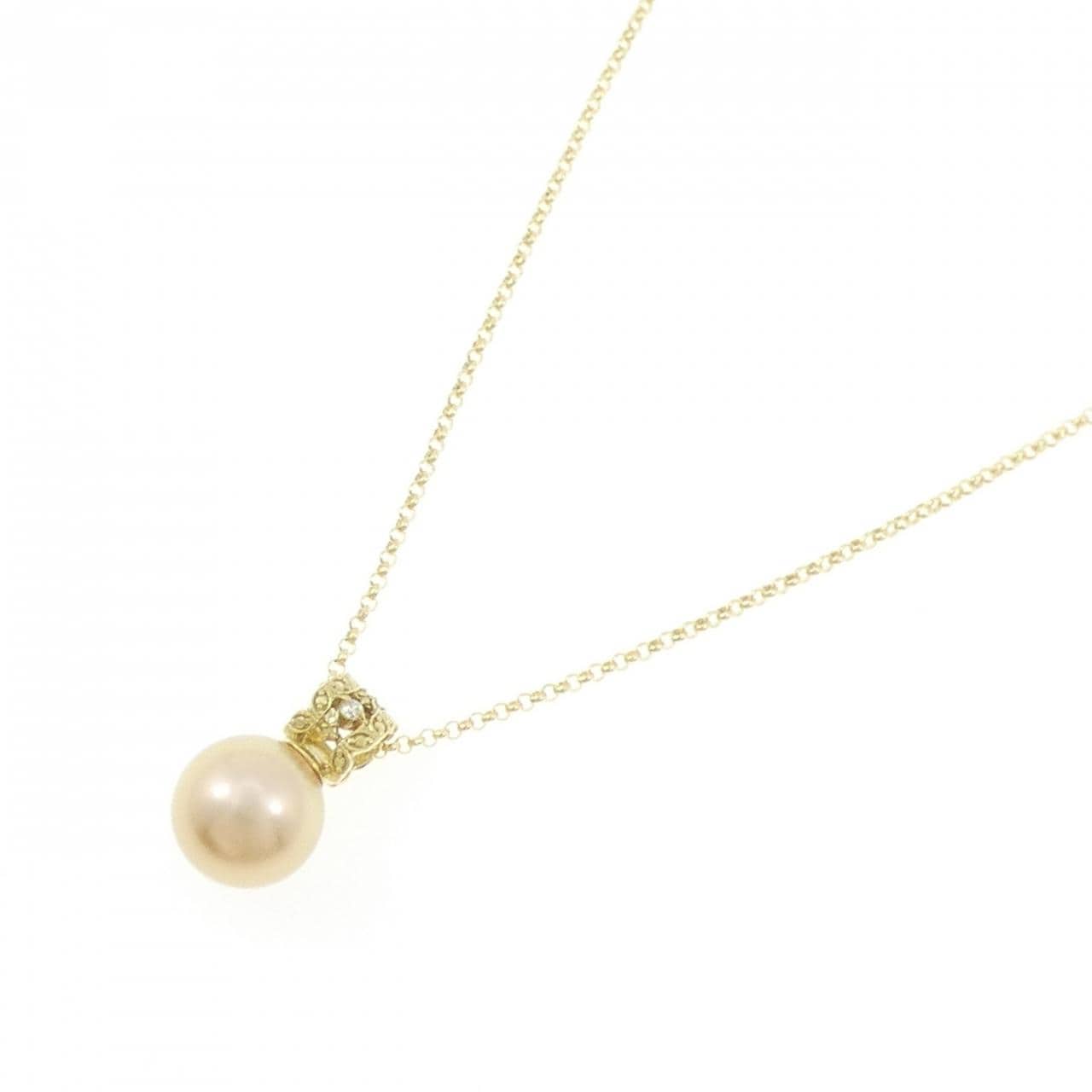 K18YG 白蝶パール ネックレス 10.9mm