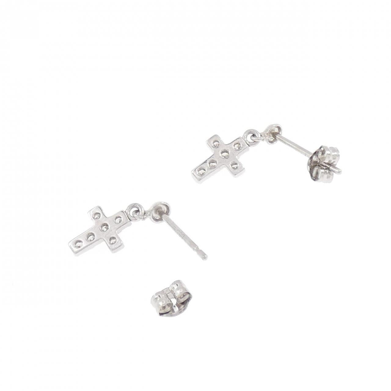 PT900 クロス ダイヤモンド ピアス 0.10CT