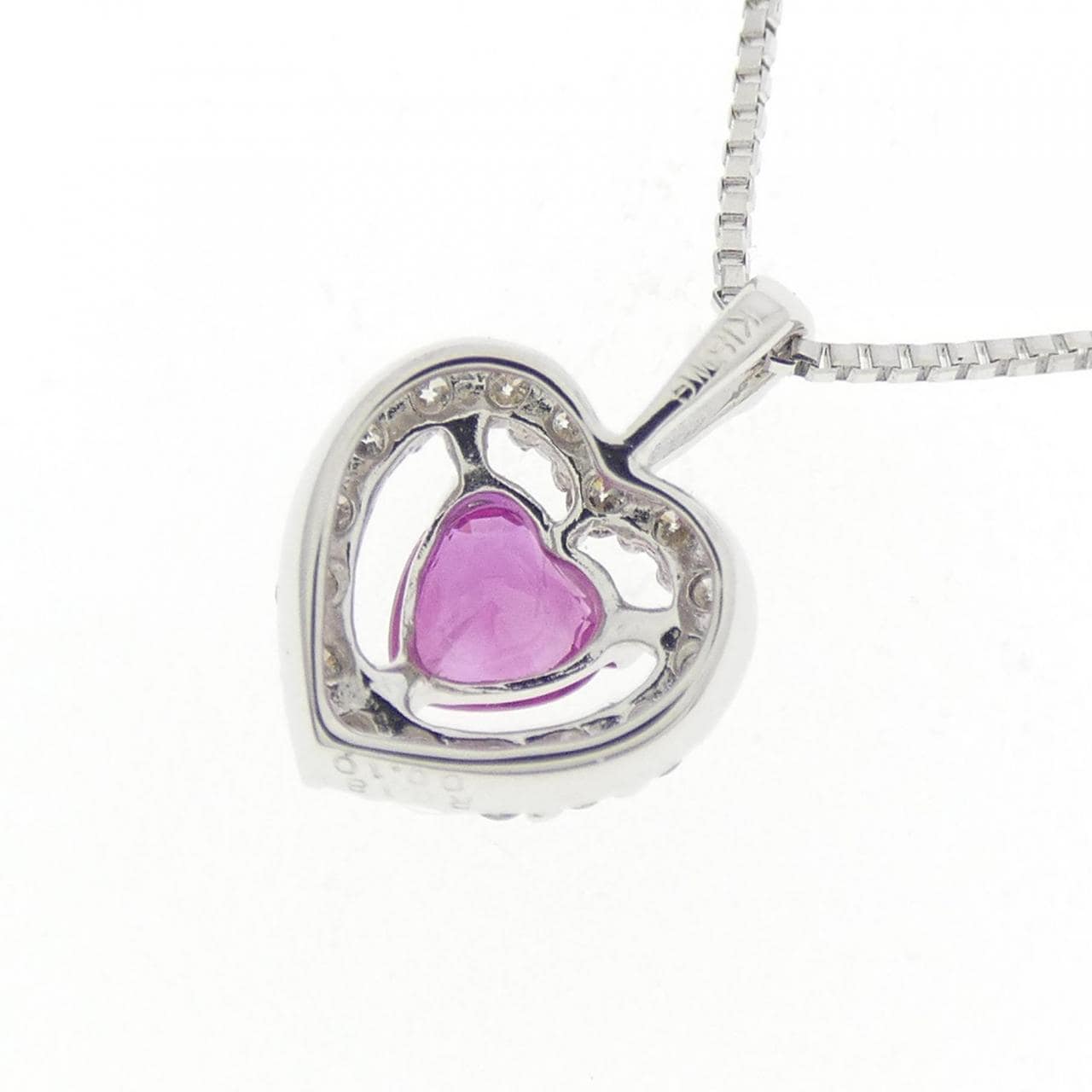 K18WG爱心红宝石项链0.18CT