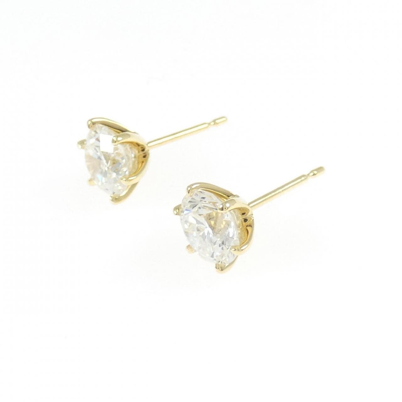 【リメイク】K18YG/ST ダイヤモンド ピアス 1.048CT 1.103CT G I1 VG-GOOD