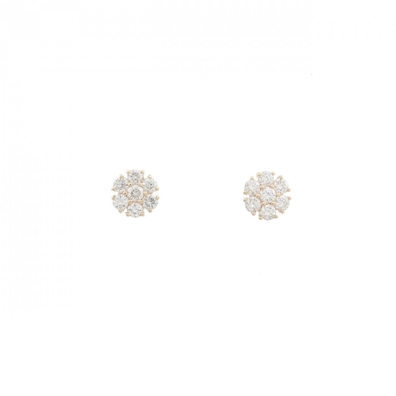 【リメイク】K10YG フラワー ダイヤモンド ピアス 0.30CT
