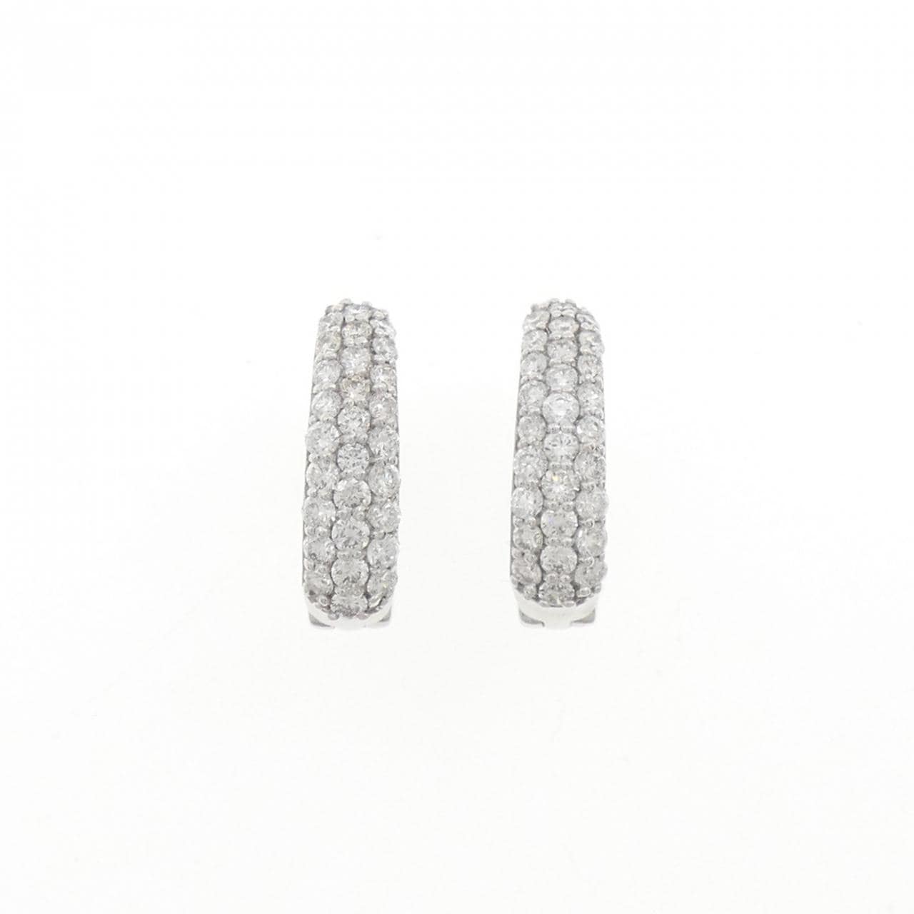 K18WG パヴェ ダイヤモンド イヤリング 0.60CT