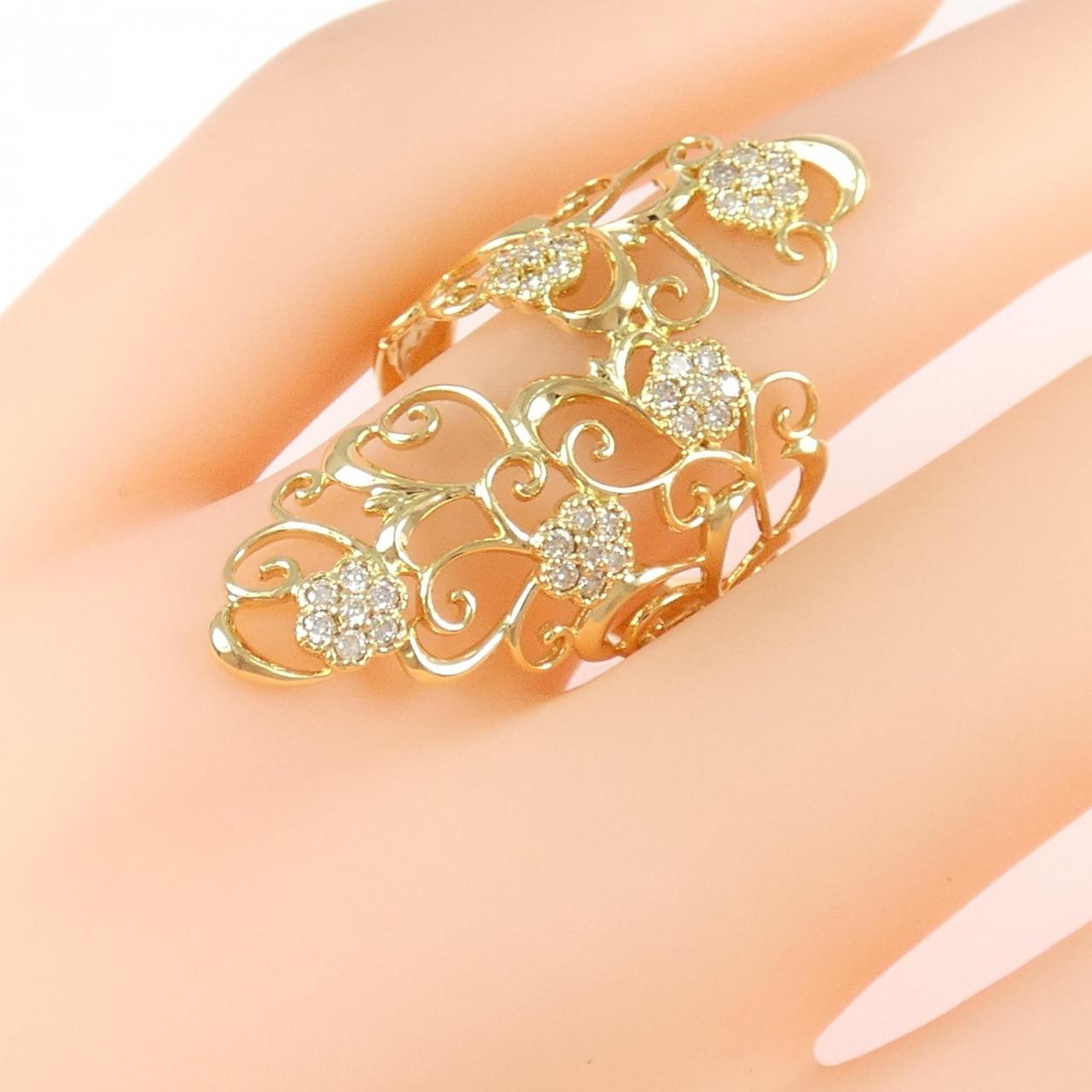 K18YG フラワー ダイヤモンド リング 0.30CT